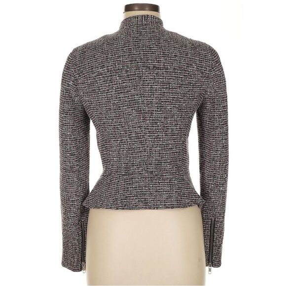 Theory NWT Kinde - Tweed Asymmetrical Front-Zip Moto Jacket - Size 2 - Picture 4 of 5